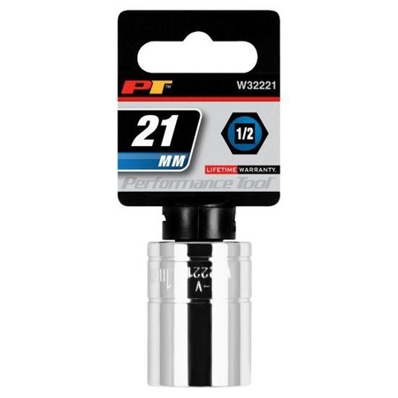 Performance Tool 1/2 In Dr. Socket 21Mm, W32221 W32221